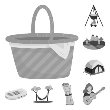 Rekreasyon ve turizm işareti izole nesne. Web için rekreasyon ve yaban hayatı stok sembolü Seti.