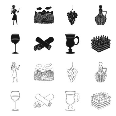 Çiftlik ve bağ simgesinin vektör tasarımı. Web için çiftlik ve ürün stok sembolü koleksiyonu.