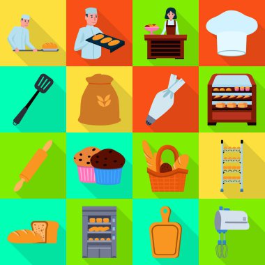 Fırın ve doğal işareti vektör tasarımı. Web için fırın ve iş stok sembolü koleksiyonu.