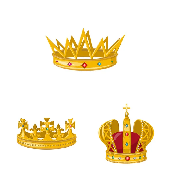 Ilustración vectorial de la monarquía y el logotipo de oro. Colección de monarquía y símbolo de stock heráldico para web . — Vector de stock