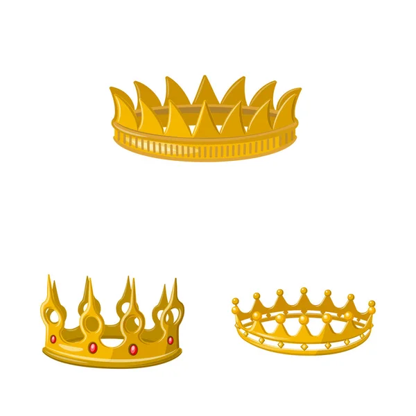 Objeto aislado de la monarquía y el icono de oro. Conjunto de monarquía y símbolo de stock heráldico para web . — Archivo Imágenes Vectoriales