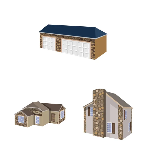 Objet isolé du bâtiment et signe de la maison. Ensemble d'illustration vectorielle du matériel de construction et de construction . — Image vectorielle