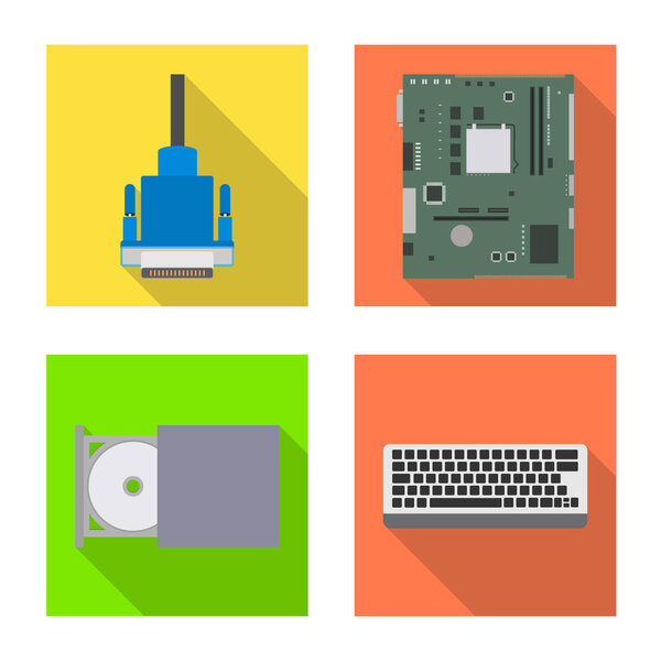 Vector illustration of accessories and device icon. Set of accessories and electronics stock vector illustration.