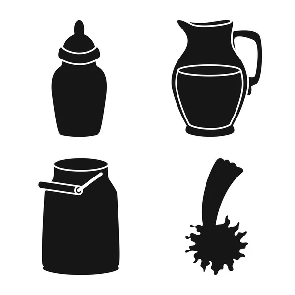 Изолированный объект ингредиента и органического логотипа. Набор ингредиентов и векторных значков молочных продуктов на складе . — стоковый вектор