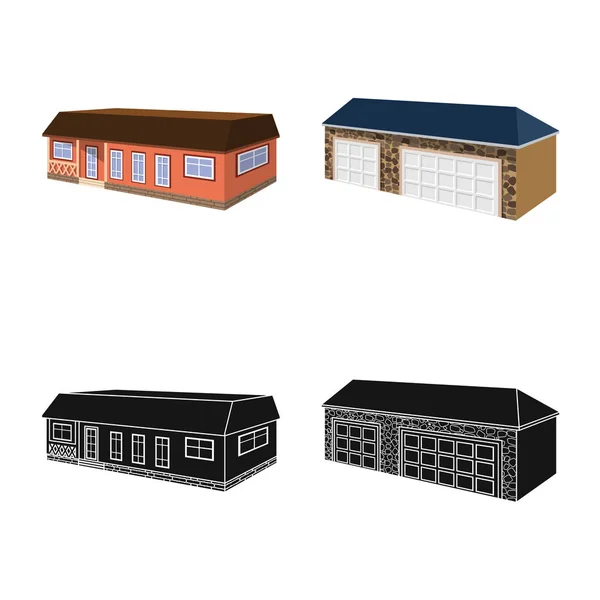 Vector design of facade and housing logo. Collection of facade and infrastructure stock symbol for web. — Stock Vector