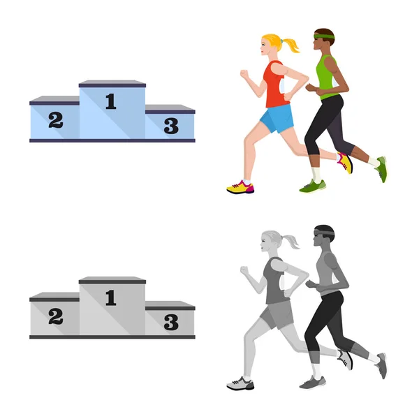 Izolovaný objekt sport a vítěz loga. Kolekce sport a fitness burzovní symbol pro web. — Stockový vektor