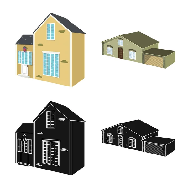 Vector ontwerp van de gevel en huisvesting teken. Set van vector-pictogram voor gevel en infrastructuur voor de voorraad. — Stockvector