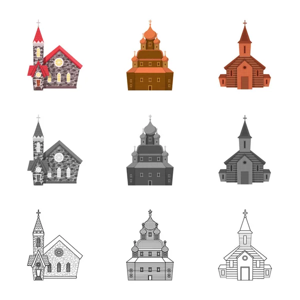 Objeto aislado de culto e icono del templo. Conjunto de culto y símbolo de stock parroquial para web. — Vector de stock