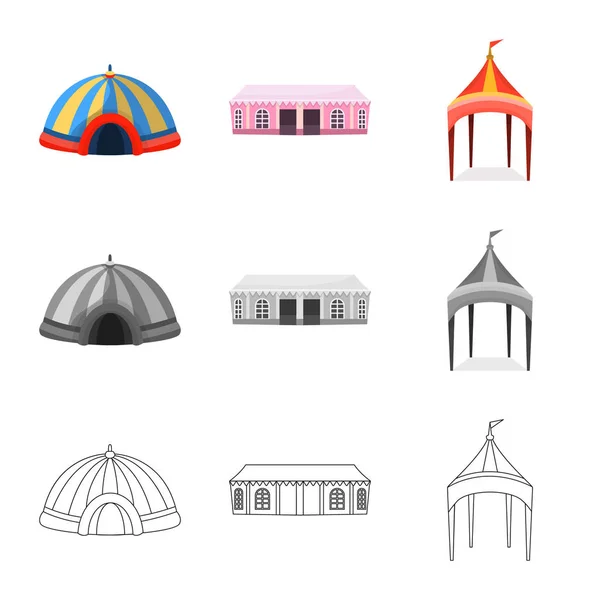 Ilustración vectorial de techo y logotipo plegable. Colección de techo y arquitectura símbolo de stock para web . — Vector de stock
