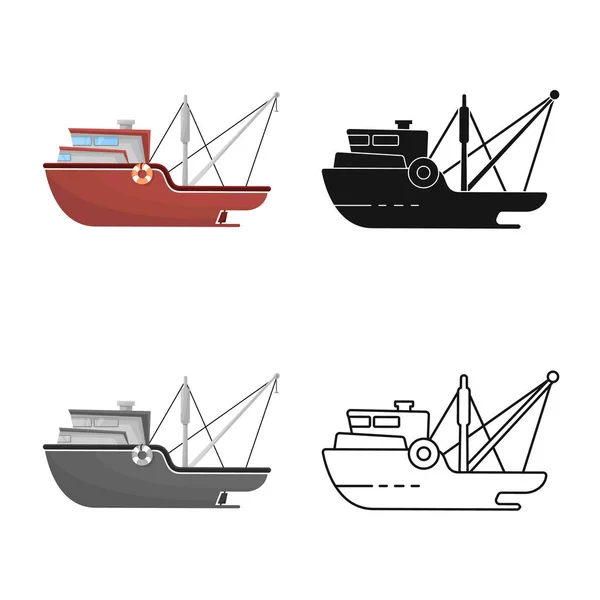Conception vectorielle du navire et signe de voyage. Collection de navire et de stock naval symbole pour la toile . — Image vectorielle