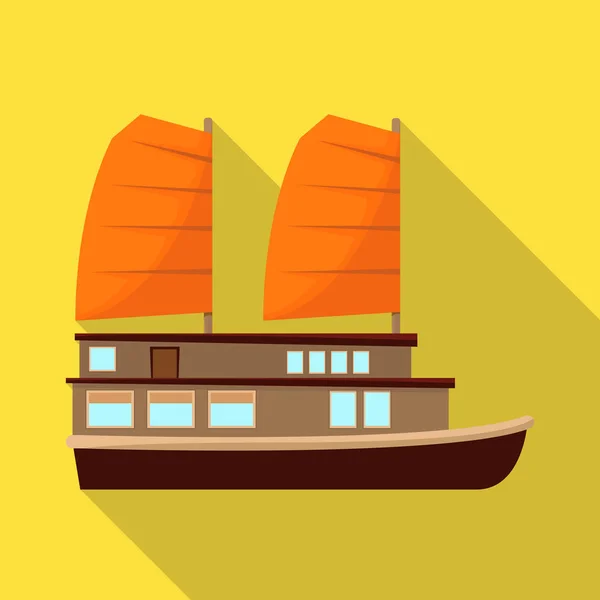 Diseño vectorial de la nave e icono vietnamita. Conjunto de barco y barco vector icono para stock . — Archivo Imágenes Vectoriales