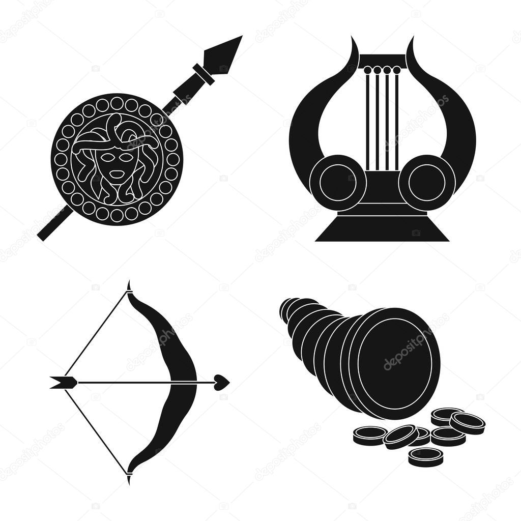 Vector illustration of religion and myths logo. Collection of religion and greek stock vector illustration.