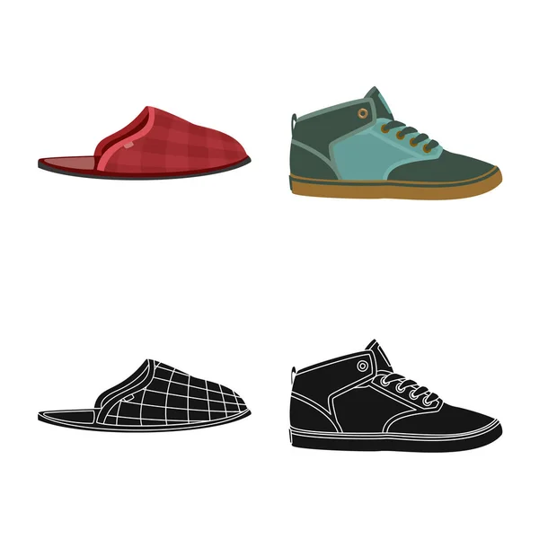 Isolé objet de chaussures et chaussures logo. Ensemble de chaussure et icône de vecteur de pied pour stock . — Image vectorielle