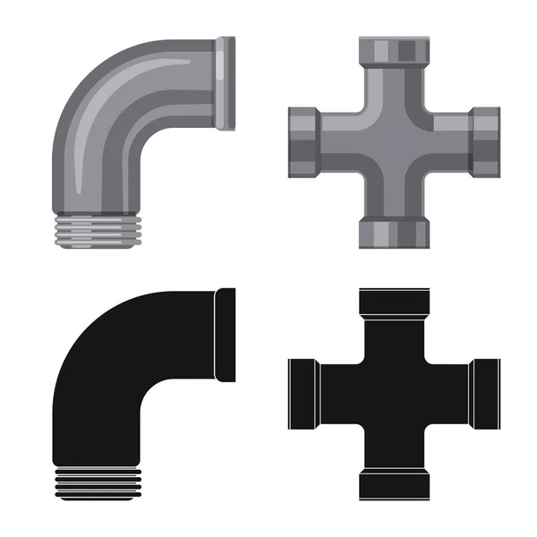 Diseño vectorial del icono de tubo y tubo. Conjunto de tubería y tubería stock vector ilustración . — Vector de stock