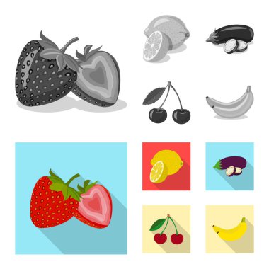 Sebze ve meyve işareti vektör Illustration. Hisse senedi için sebze ve vejeteryan vektör simge topluluğu.