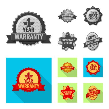 Bir amblem ve rozet işaret tasarım vektör. Hisse senedi için amblem ve etiket vektör simge topluluğu.