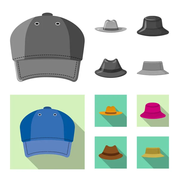 Diseño vectorial de la cabeza y la señal de la tapa. Colección de sombreros y accesorios stock vector ilustración . — Archivo Imágenes Vectoriales