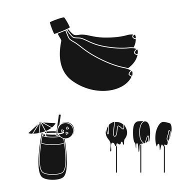 Vitamin ve yeme sembolü vektör tasarımı. Stok için vitamin ve olgun vektör simgesi koleksiyonu.