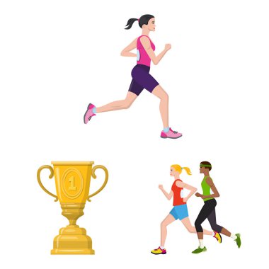 Adım ve sprint logosunun yalıtılmış nesnesi. Adım ve sprinter stok vektör illüstrasyon koleksiyonu.