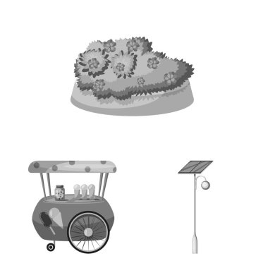Park ve şehir tabelası izole nesne. Park ve sokak stok vektör çizim seti.