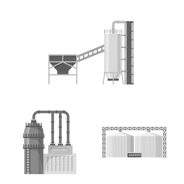 Illustrazione vettoriale della produzione e segno della struttura. Set di produzione e tecnologia stock symbol per il web . — Vettoriale Stock