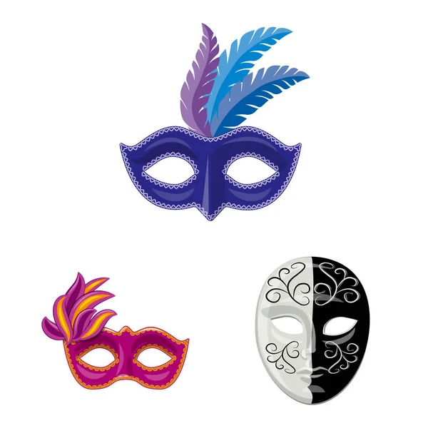 Diseño vectorial de carnaval y símbolo teatral. Colección de carnaval y misterio símbolo de stock para web . — Vector de stock