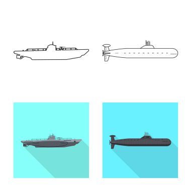 Savaş ve gemi simgesi yalıtılmış nesne. Savaş ve hisse senedi için filo vektör ikon koleksiyonu.