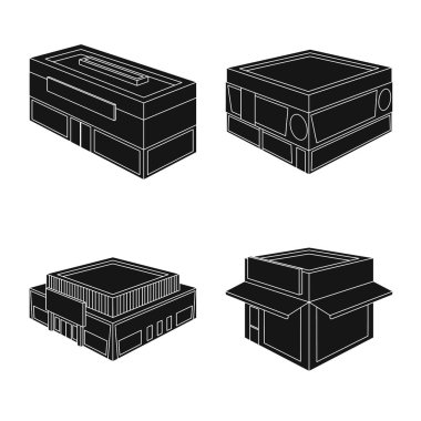 Vektör Illustration ve ev sembolü. Koleksiyon ve stok vektör simge bina.