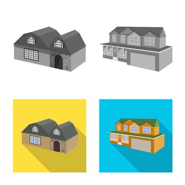 Cephe ve konut işareti tasarımı vektör. Cephe ve altyapı hisse senedi simgesi için web topluluğu.