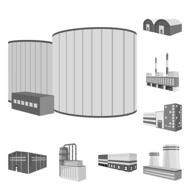 İş ve bina işareti izole nesne. Stok lar için iş ve ekipman vektör simgesinin toplanması.