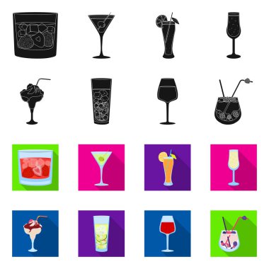 İçki ve restoran logosu vektör Illustration. Stok için içki ve madde vektör simgesi koleksiyonu.