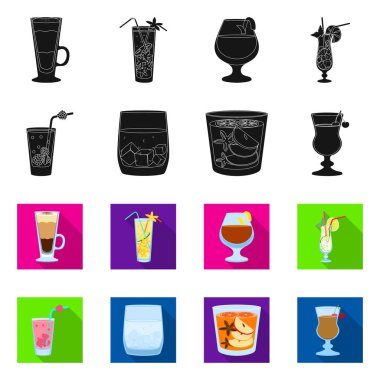 Likör ve restoran simgesivektör illüstrasyon. Stok için likör ve bileşen vektör simgesi seti.