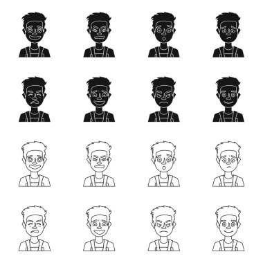 Yüz ve erkek işareti vektör tasarımı. Stok için yüz ve ifade vektör simgesi kümesi.