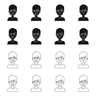 Yüz ve boy simgesinin vektör çizimi. Hisse senedi için yüz ve genç vektör simgesi kümesi.