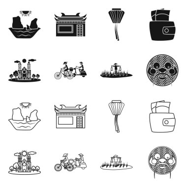 Vietnam ve geleneksel işareti vektör tasarımı. Stok için vietnam ve kültür vektör simgesi koleksiyonu.