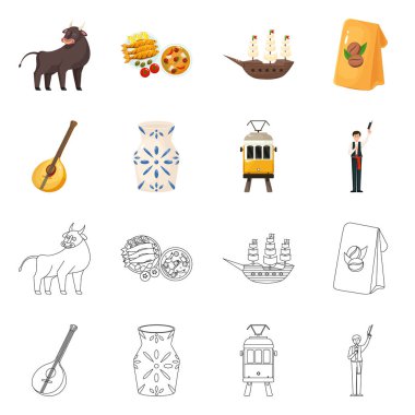 İzole edilmiş bir nesne ve tarihi logo. Web için ülke hisse senedi koleksiyonu ve sembolü.