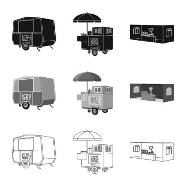 Pazarlama ve çadır simgesi vektör tasarımı. Web için pazarlama ve açık hava stok sembolü seti.