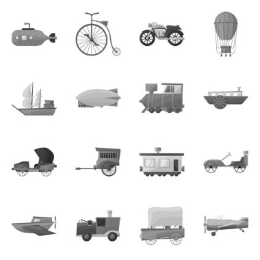 Retro ve gezi sembolüizole nesne. Stok lar için retro ve tarihi vektör simgesinin toplanması.