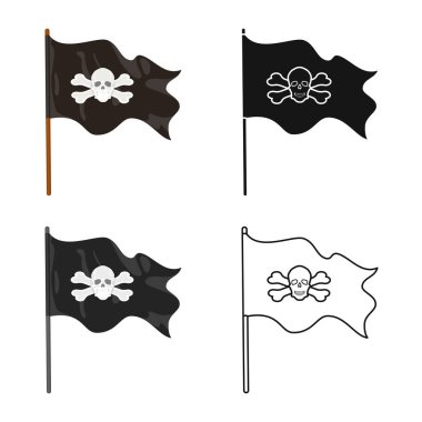 Bayrak ve korsan simgesivektör tasarımı. Stok için bayrak ve amblem vektör simgesinin toplanması.