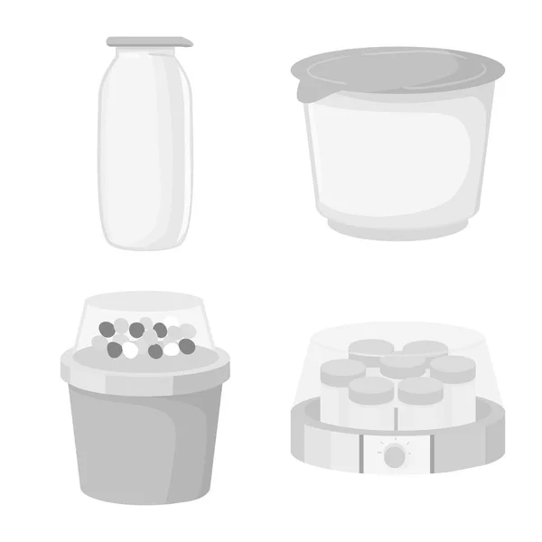 Design vettoriale dello yogurt e del logo del prodotto. Raccolta di yogurt e lattosio stock symbol per il web . — Vettoriale Stock