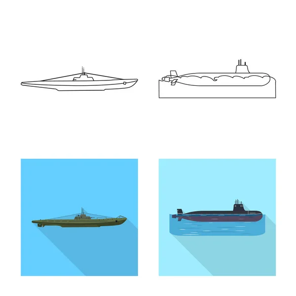 Projeto vetorial de guerra e sinal de navio. Coleção de ícone de vetor de guerra e frota para estoque . — Vetor de Stock