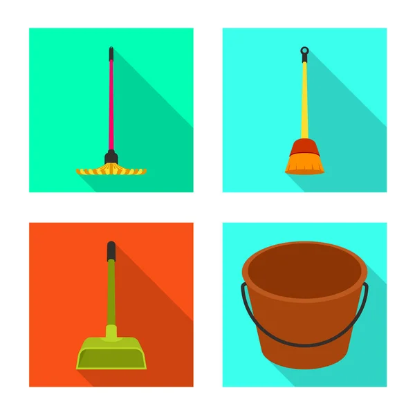 Vektor-Illustration von Cleanup und Haushaltslogo. Sammlung von Reinigungs- und Waschmittelvektorillustrationen. — Stockvektor