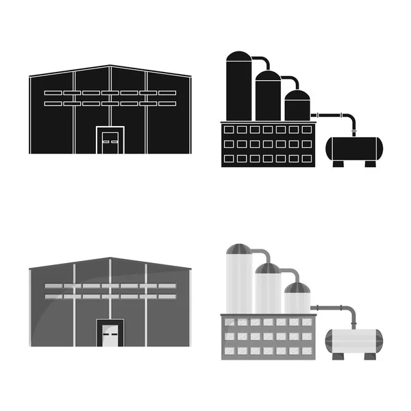 生産および構造のロゴのベクター デザイン。生産と技術 web 株式記号のセット. — ストックベクタ