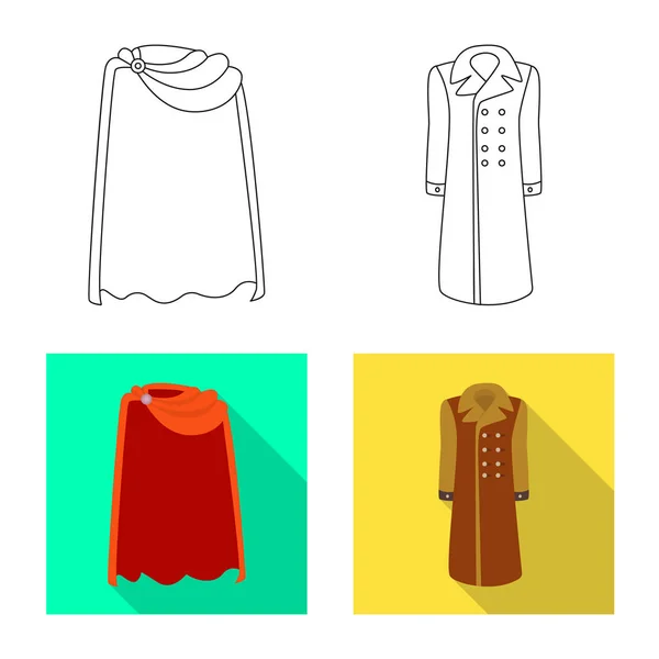 Objeto aislado de material y signo de ropa. Colección de material e icono de vectores de prendas de vestir para stock . — Archivo Imágenes Vectoriales