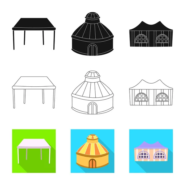 Illustration vectorielle du toit et du panneau pliant. Collection de toiture et d'architecture symbole stock pour le web . — Image vectorielle