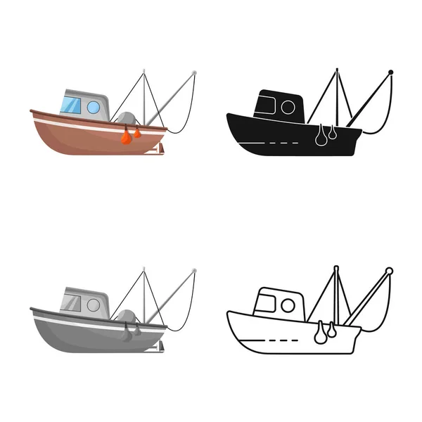 Vector ontwerp van visserij en trawler symbool. Collectie visserij-en maritieme aandelensymbool voor web. — Stockvector