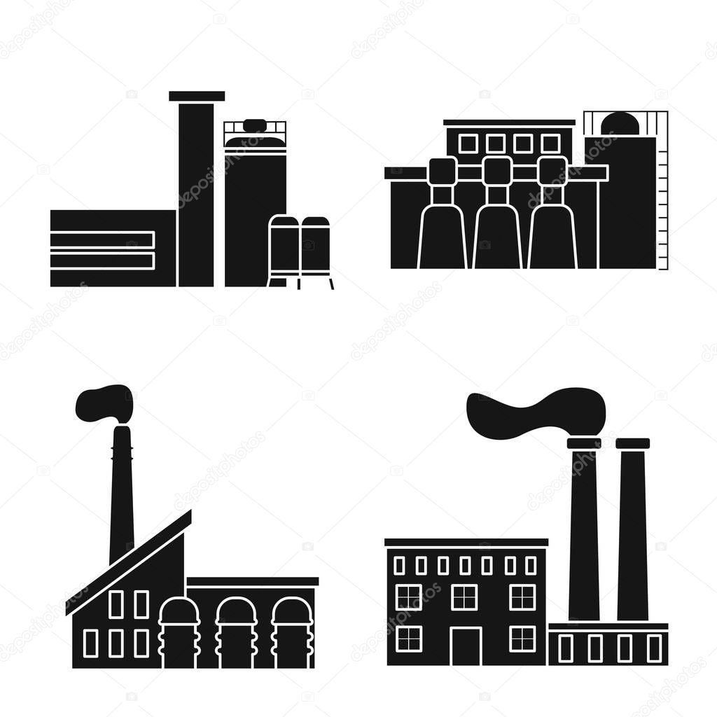 Vector illustration of industry and plant sign. Collection of industry and infrastructure stock vector illustration.