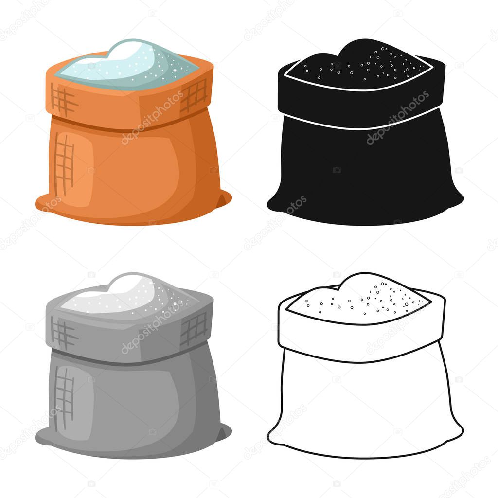 Vector illustration of bag and sugar icon. Collection of bag and sack vector icon for stock.