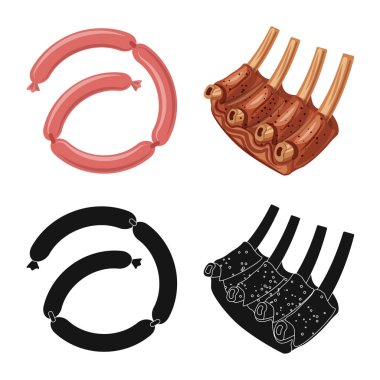 Et ve jambon simge vektör Illustration. Et ve hisse senedi için pişirme vektör ikon koleksiyonu.