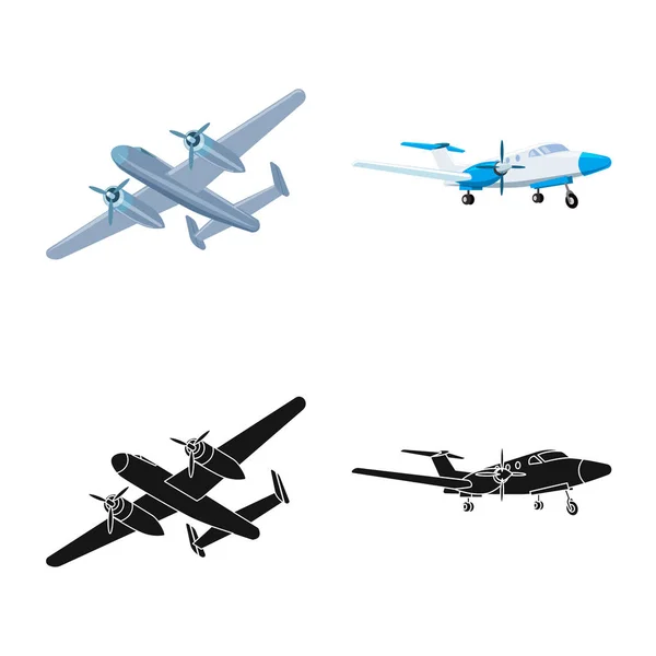 Illustration vectorielle de l'avion et icône de transport. Collection d'illustration vectorielle plan et ciel . — Image vectorielle